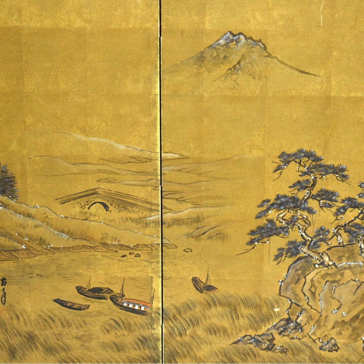 Japanese 4-Panel Byobu Folding Screen