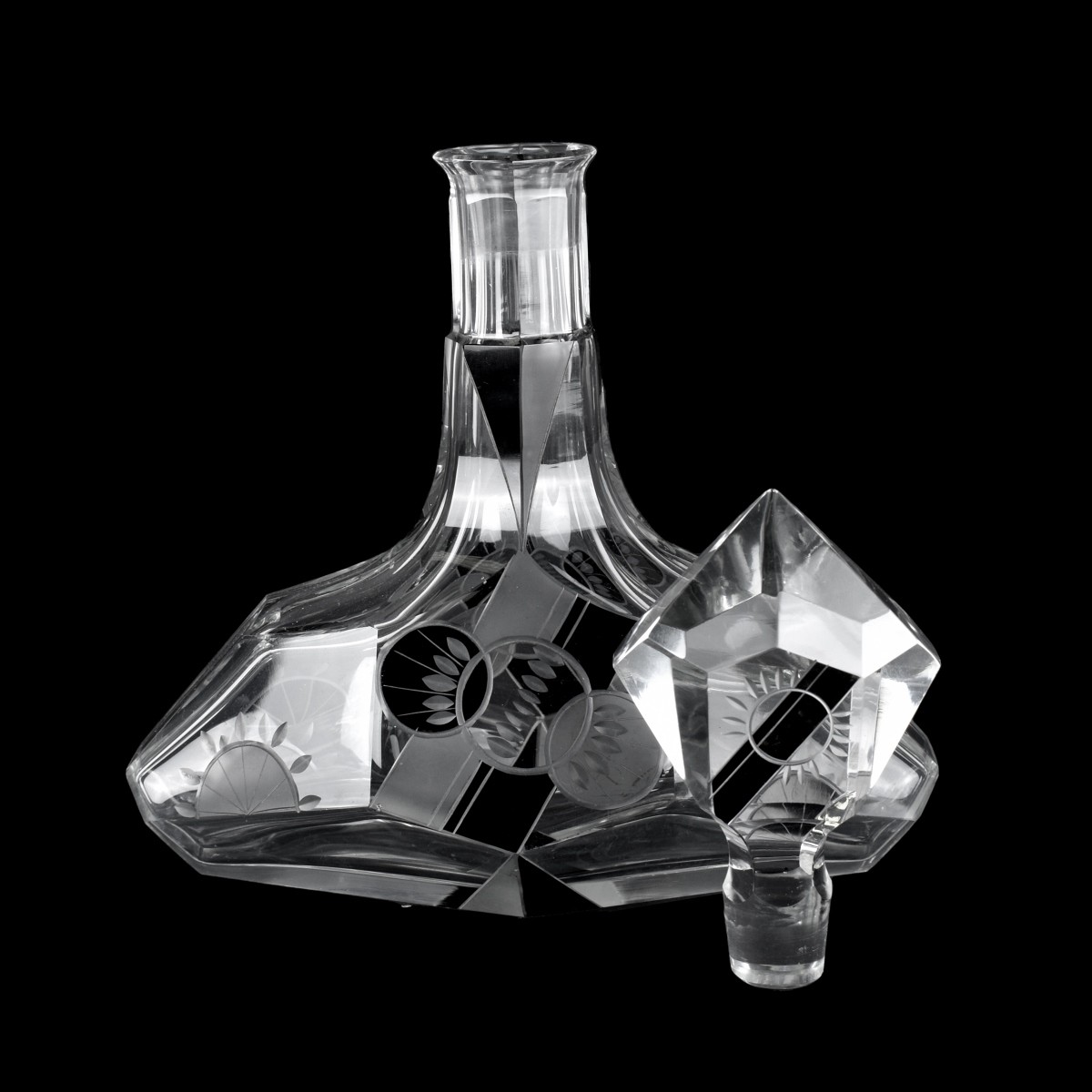 Czech Bohemian Art Deco Decanter Set