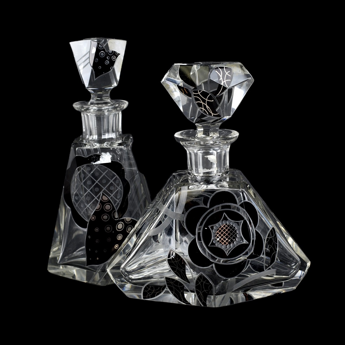 Two Czech Bohemian Decanters