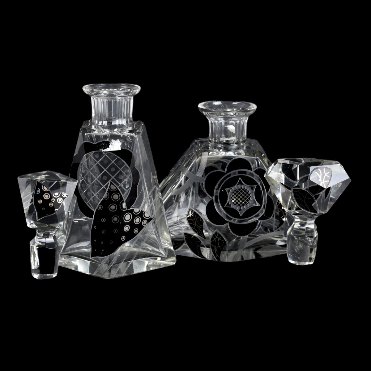 Two Czech Bohemian Decanters