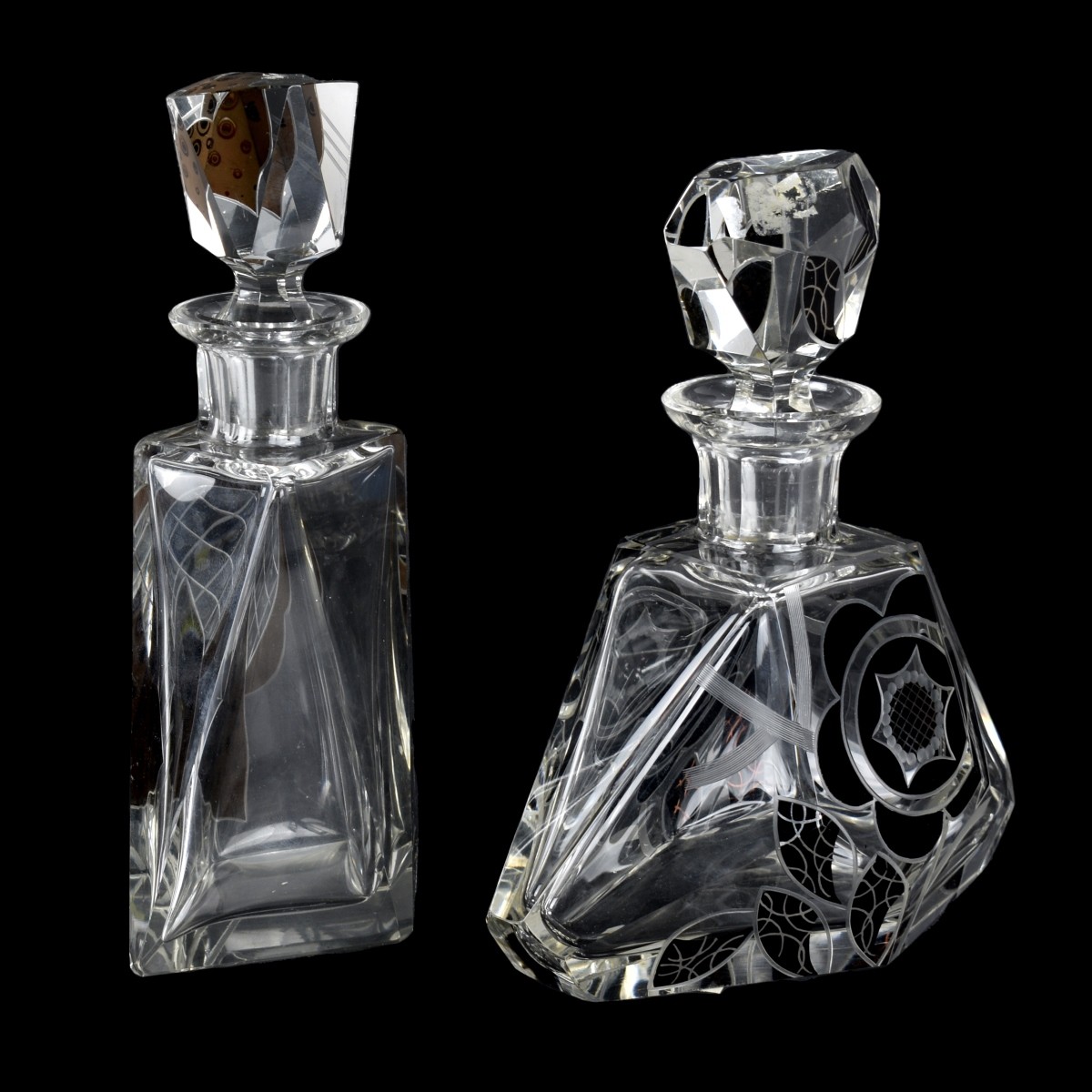 Two Czech Bohemian Decanters