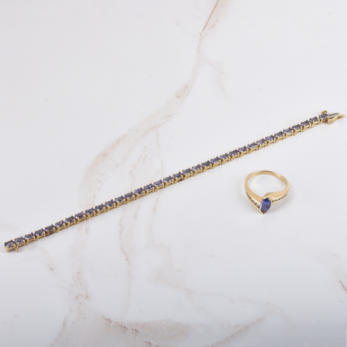 Tanzanite and 14K Bracelet and Ring