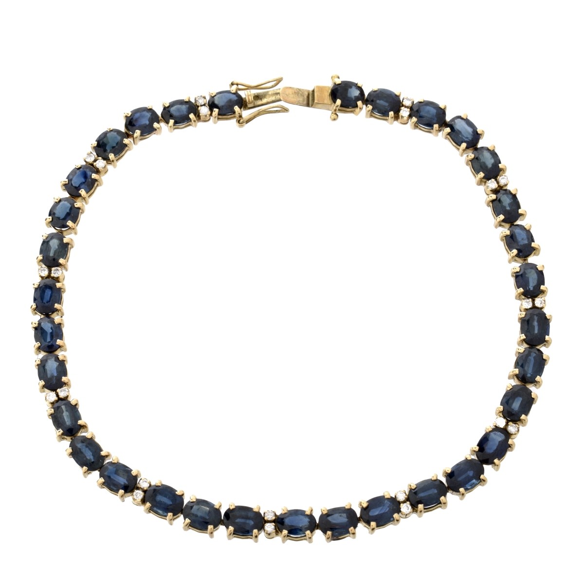 Sapphire, Diamond and 14K Tennis Bracelet