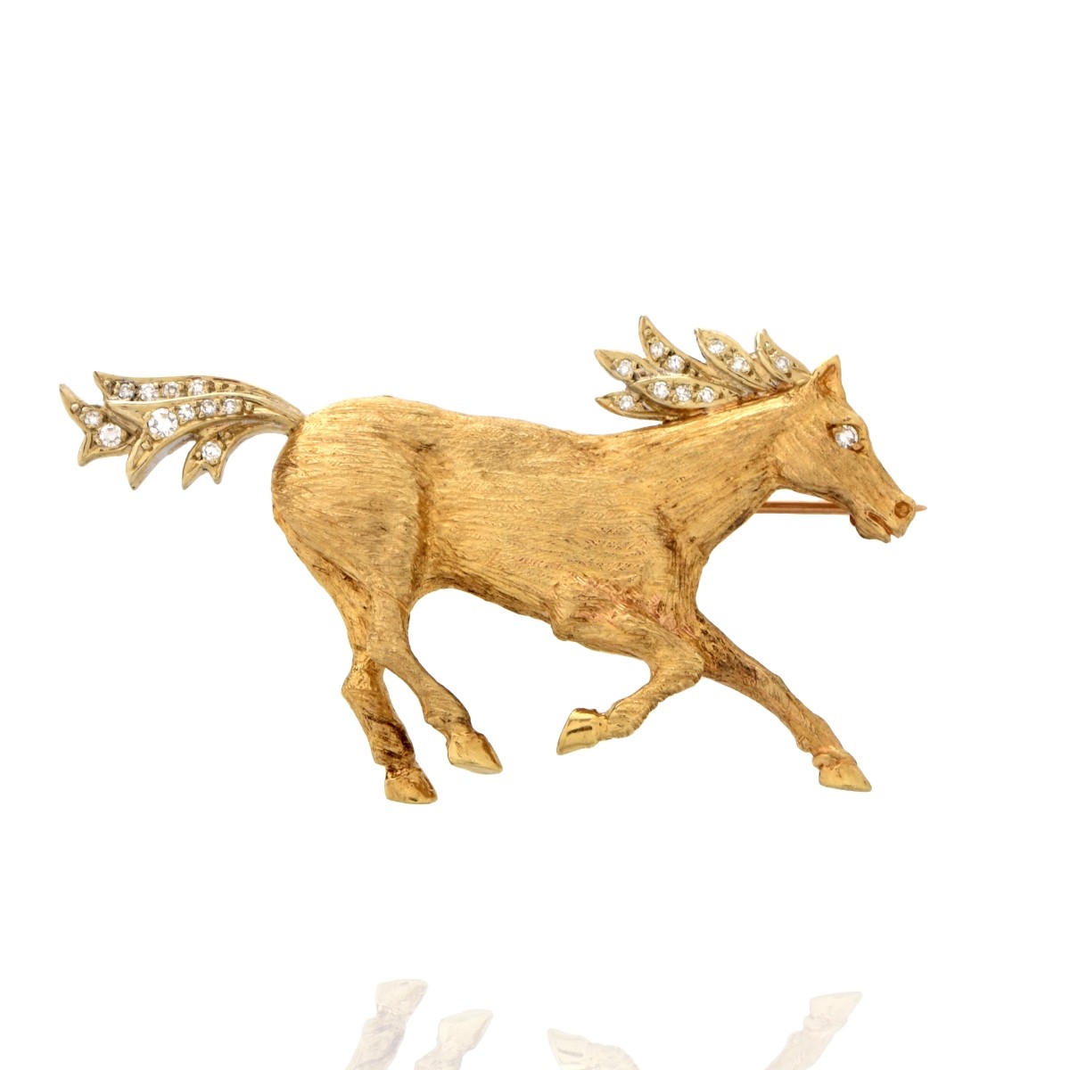 Diamond and 14K Horse Brooch