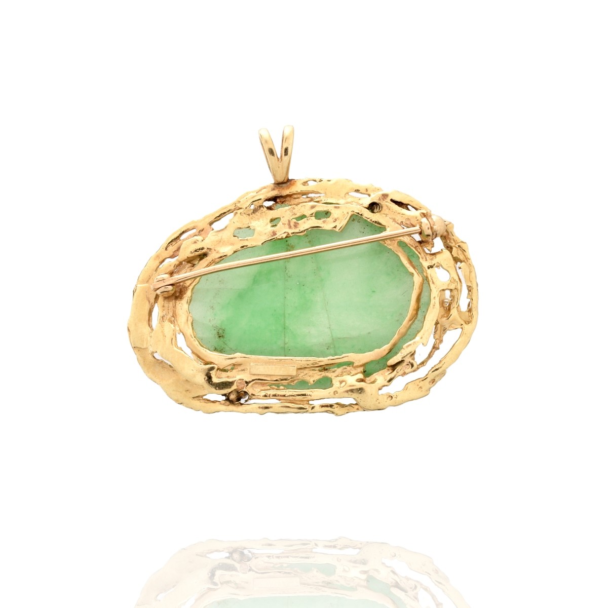 Chinese Jade and 14K Pendant / Brooch