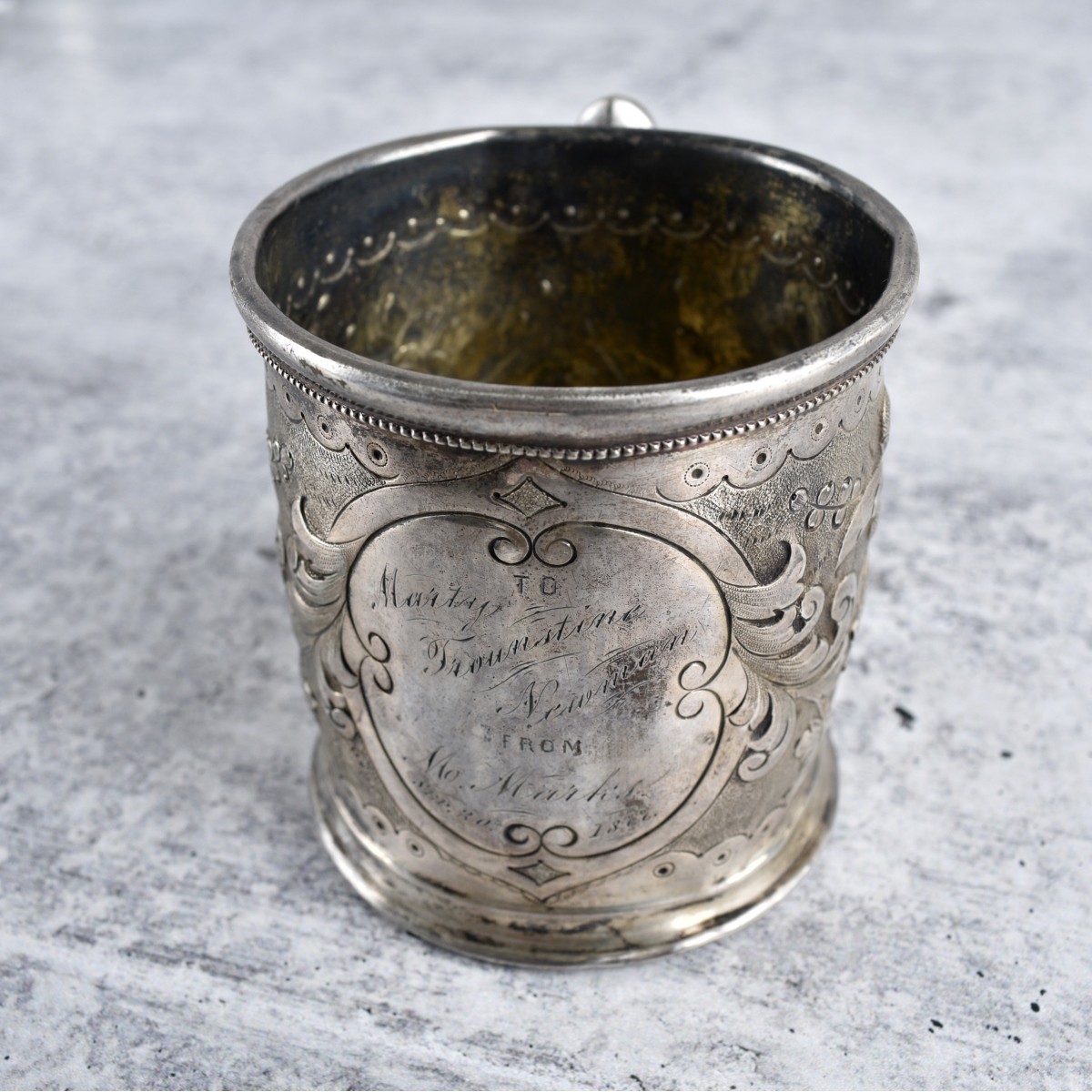 Antique Silver Cream Pitcher and Cup