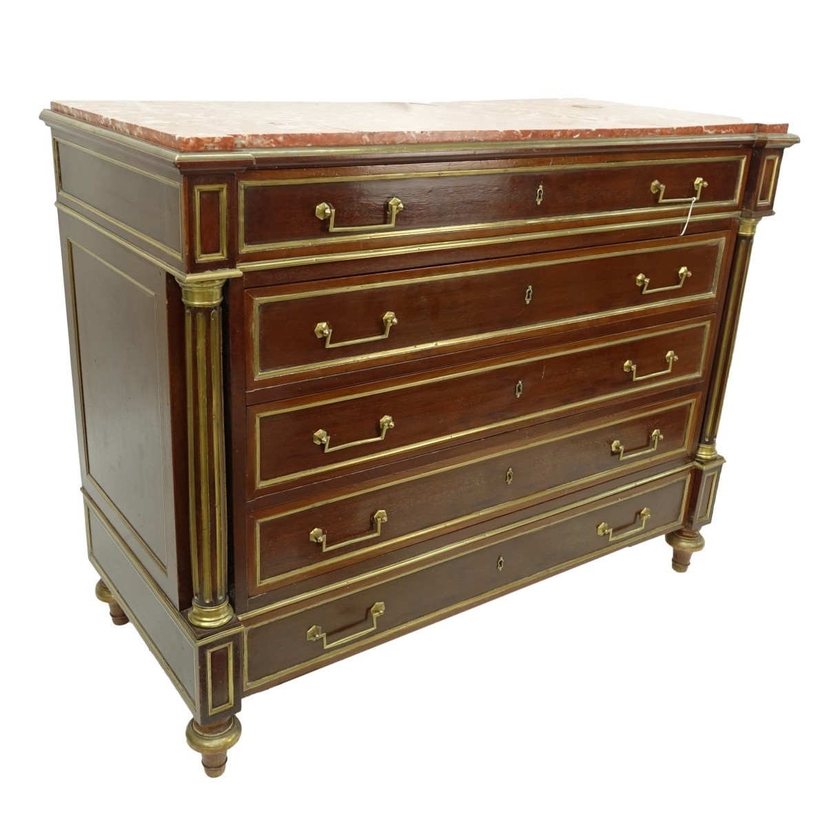 19C French Louis XVI Style Marble Top Commode