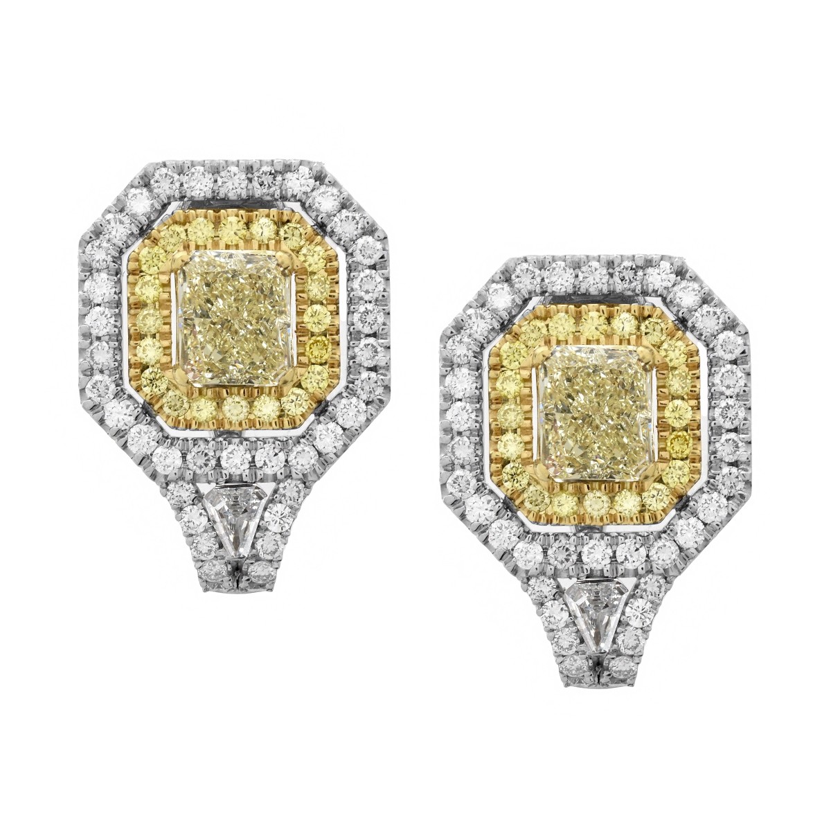 GIA 6.04ct Fancy Light Yellow Diamond Earrings