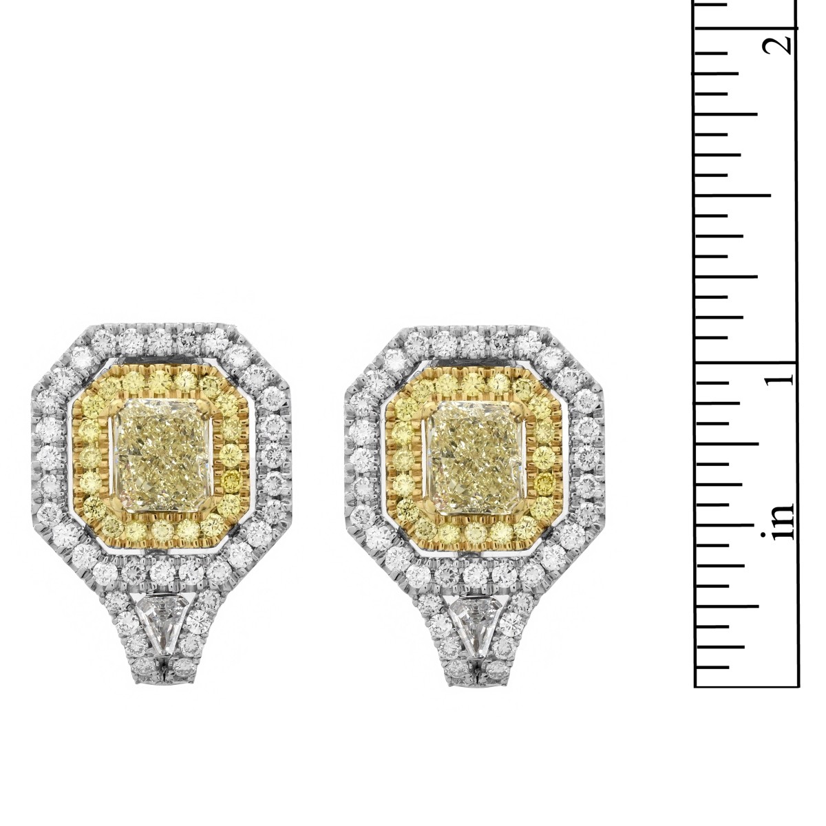 GIA 6.04ct Fancy Light Yellow Diamond Earrings