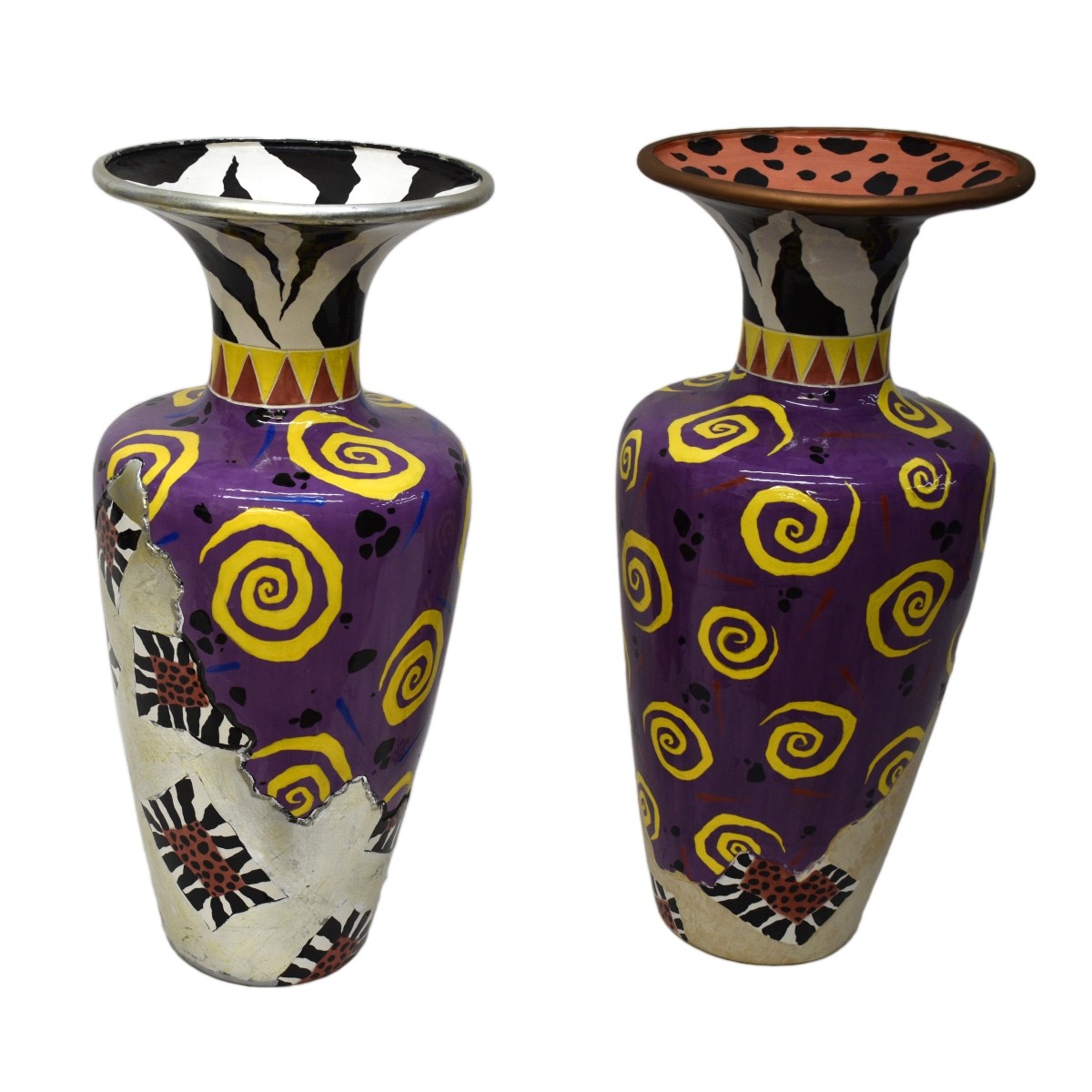 Pair of Postmodern Porcelain Vases