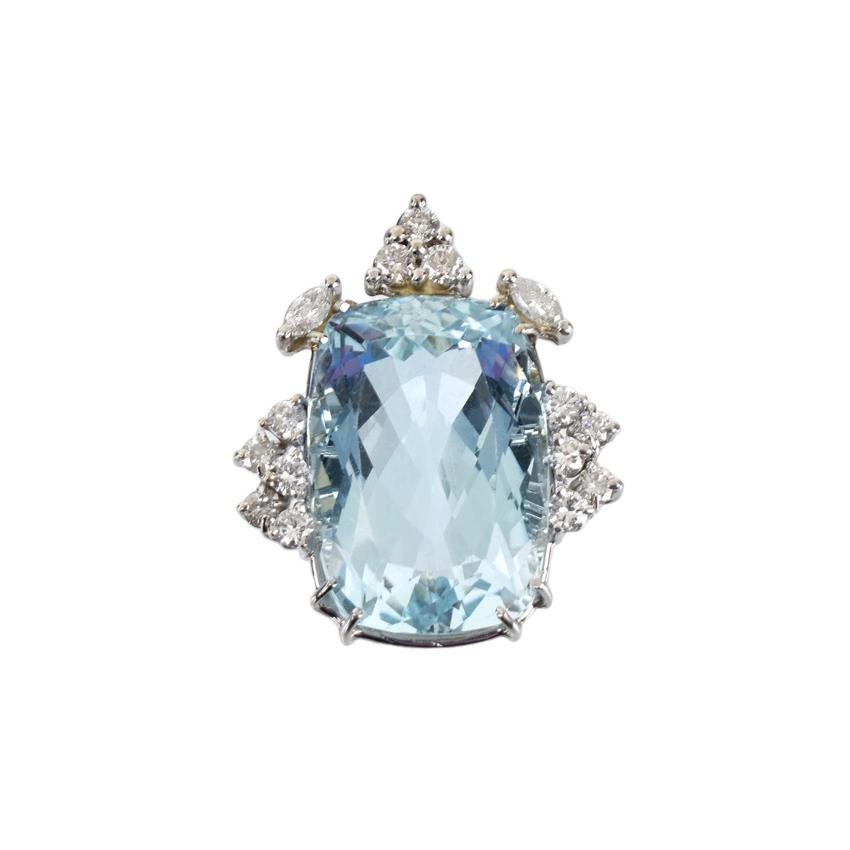 Aquamarine, Diamond and 14K Pendant