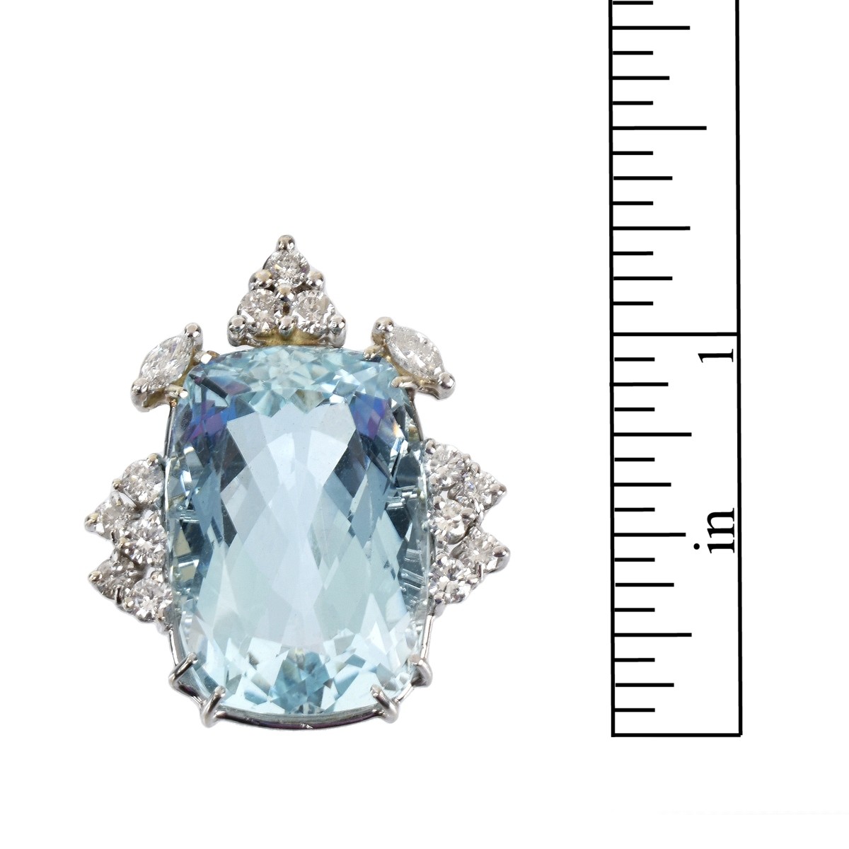 Aquamarine, Diamond and 14K Pendant