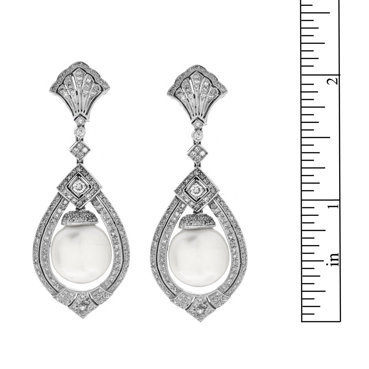 Antique Pearl, Diamond and 14K Earrings