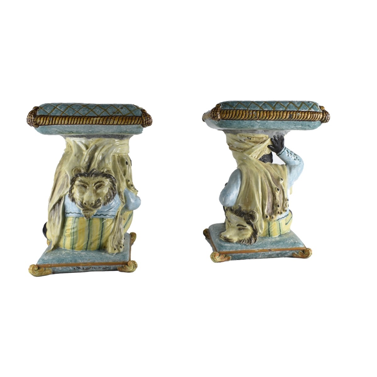 Italian Faience Blackamoor Garden Seats