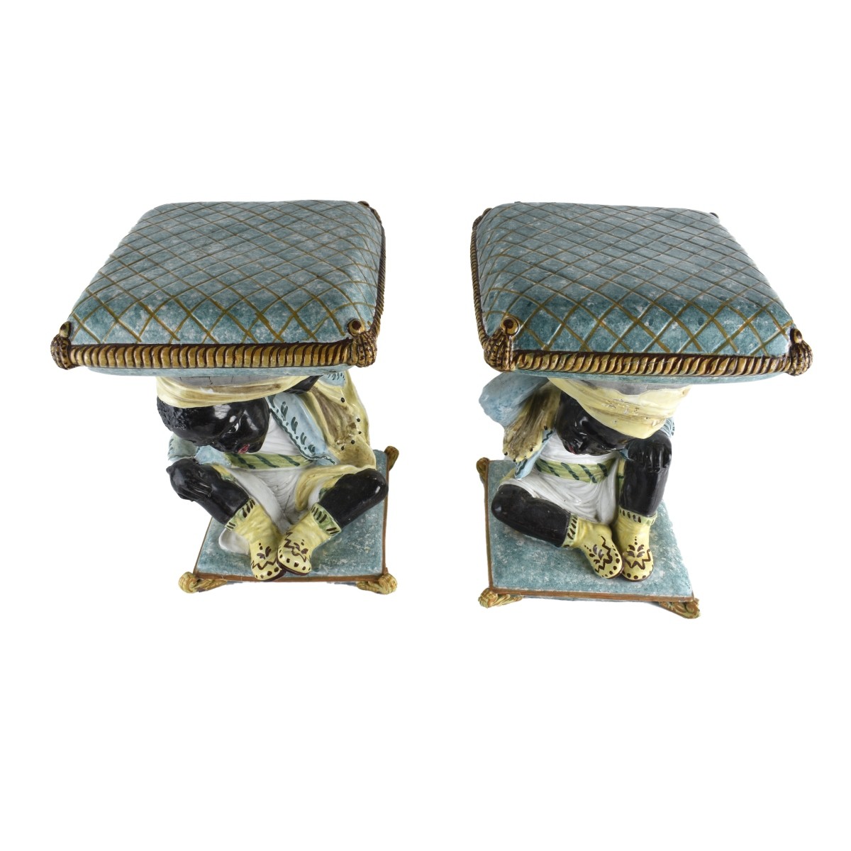 Italian Faience Blackamoor Garden Seats