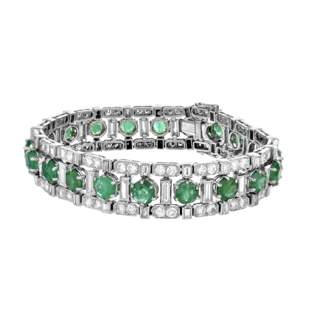 Emerald, Diamond and Platinum Bracelet