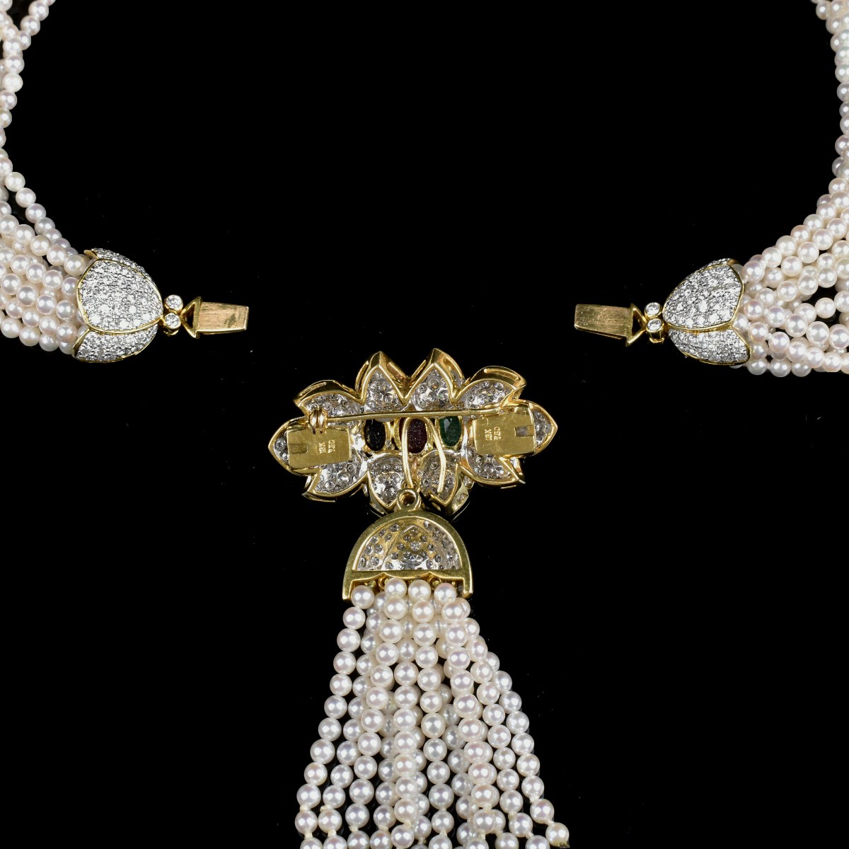 Diamond, Gemstone, Pearl and 18K Necklace