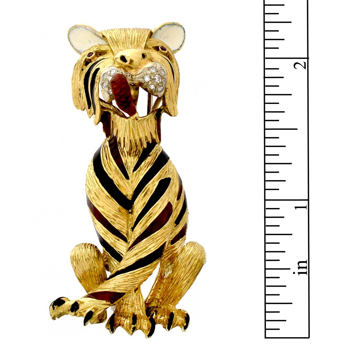 18K, Enamel and Ruby Tiger Brooch