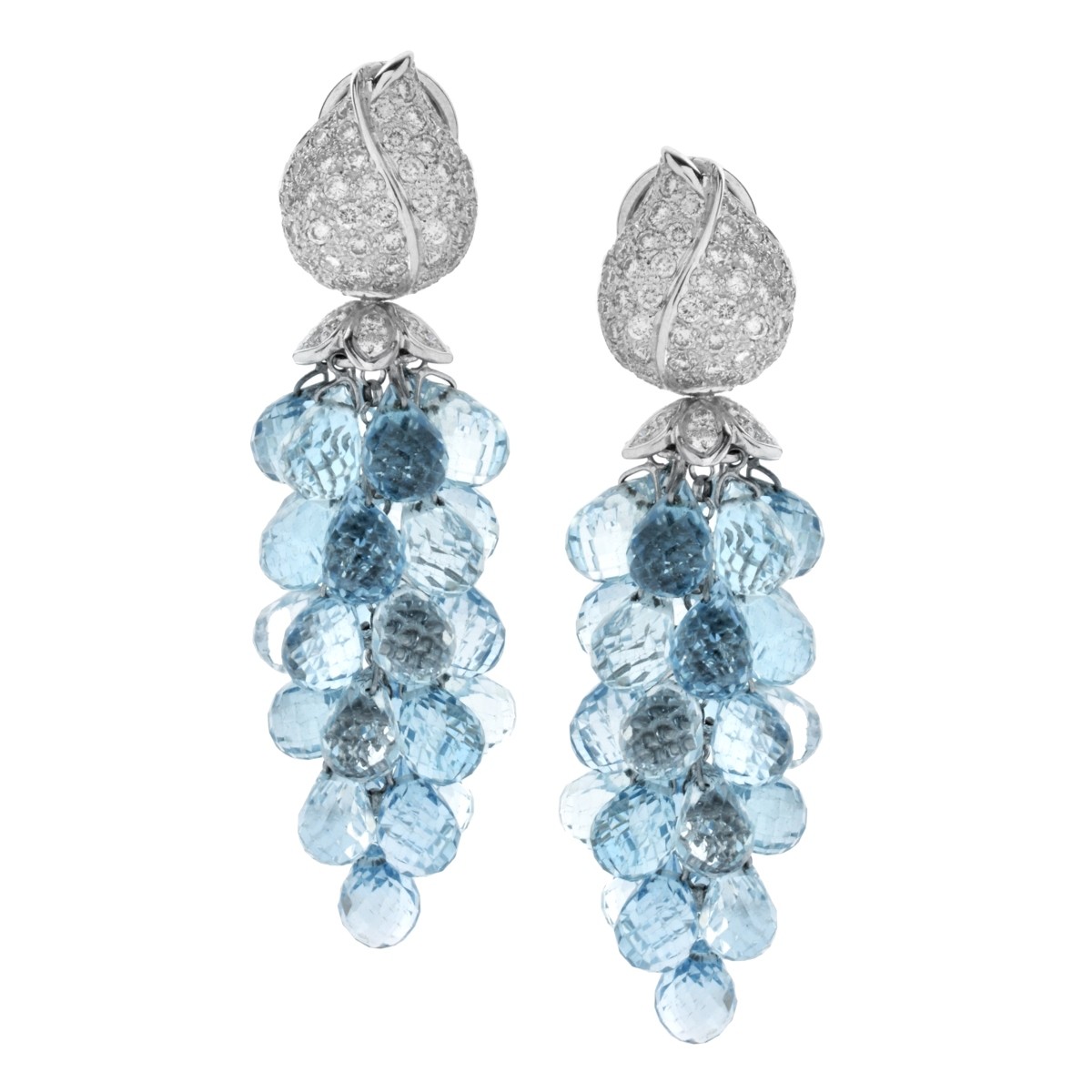 Diamond, Topaz and 18K Earrings