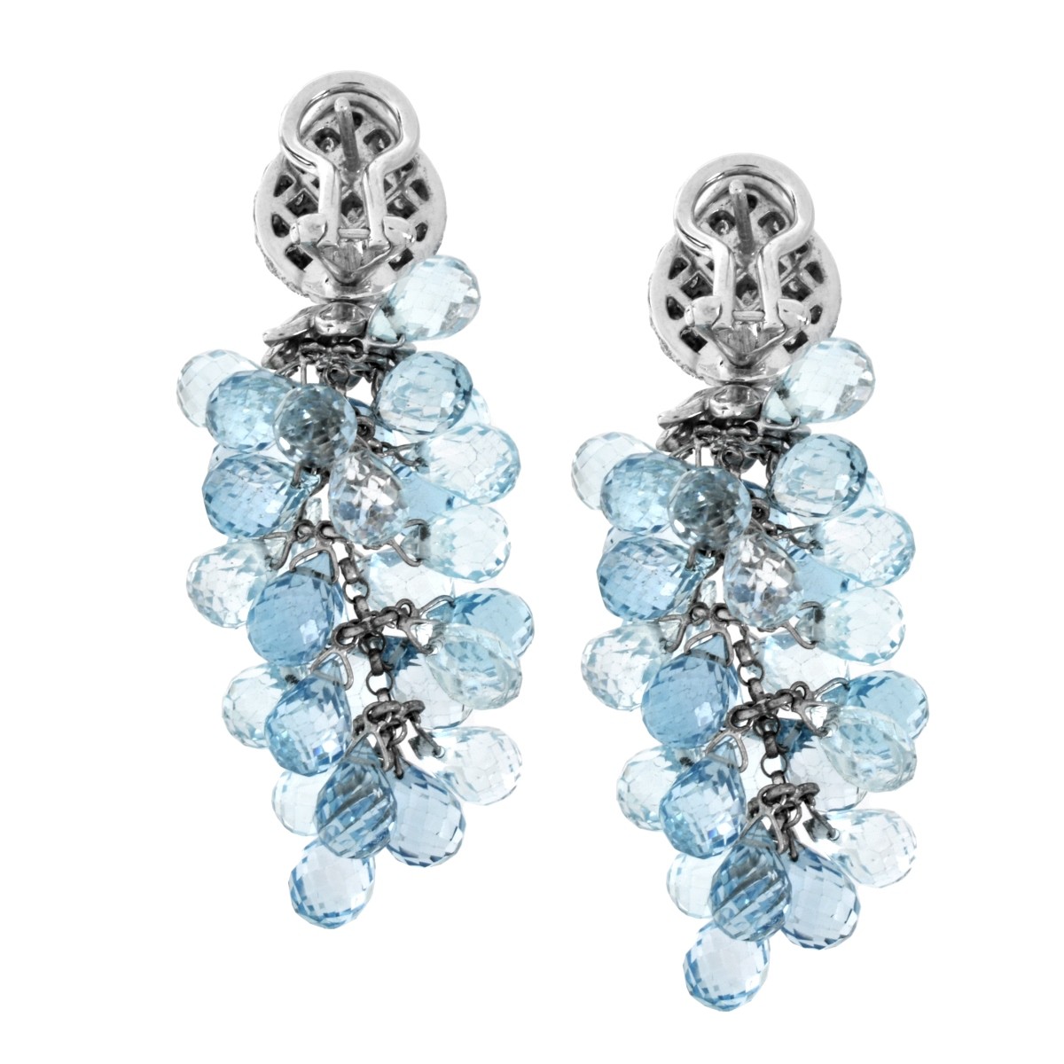 Diamond, Topaz and 18K Earrings