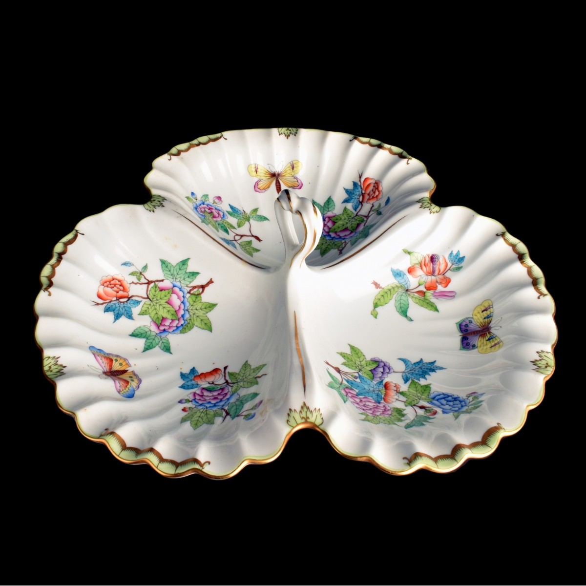 Large Herend Triple Shell Dish