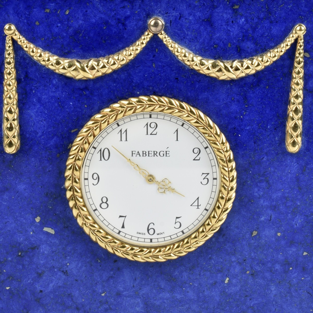 Faberge Lapis and Bronze Desk Clock