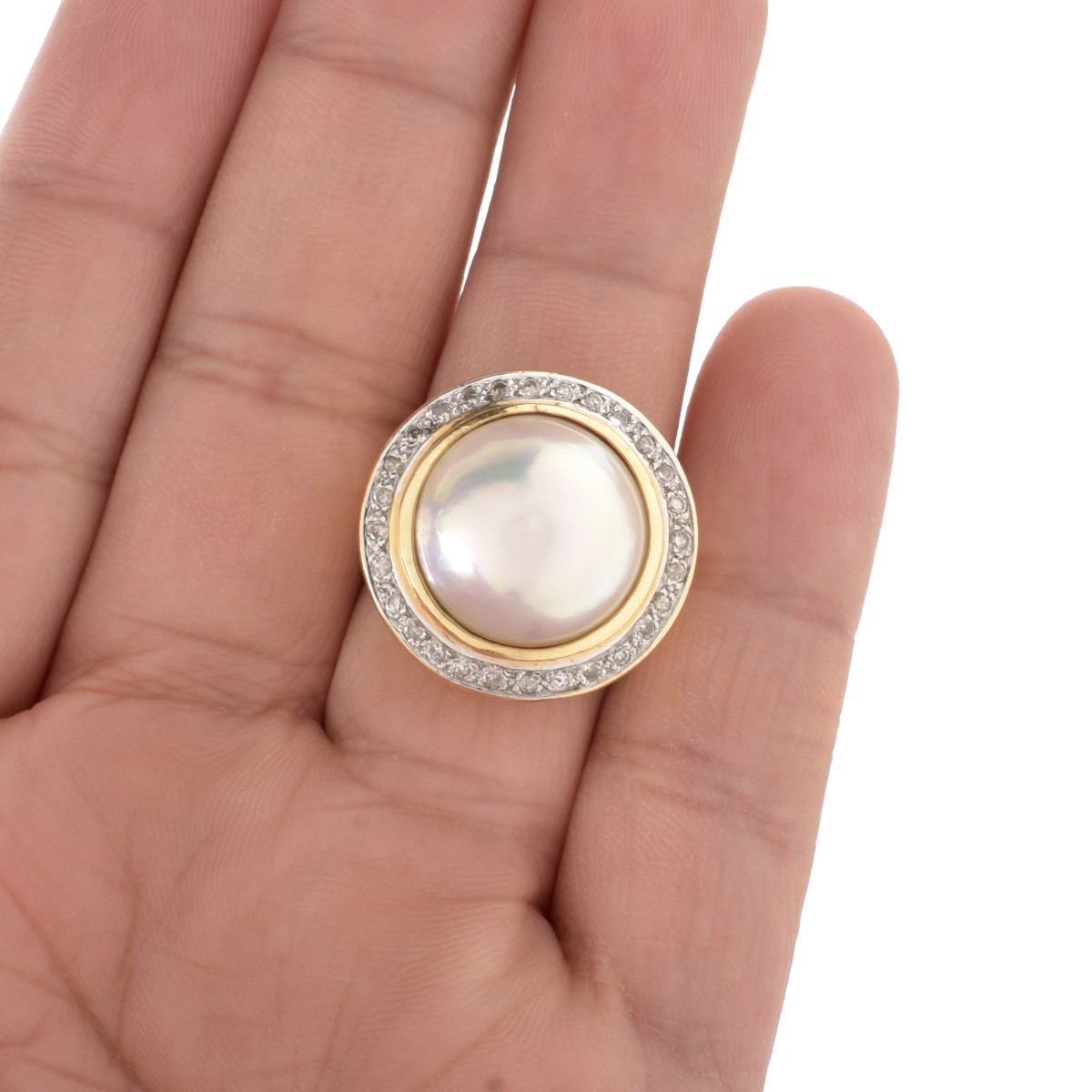 Pearl, Diamond and 14K Ring