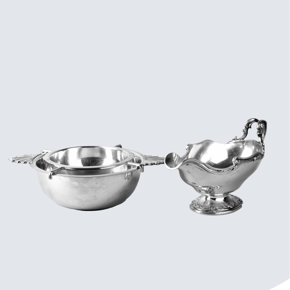 Grouping of Two Silverplated Tableware