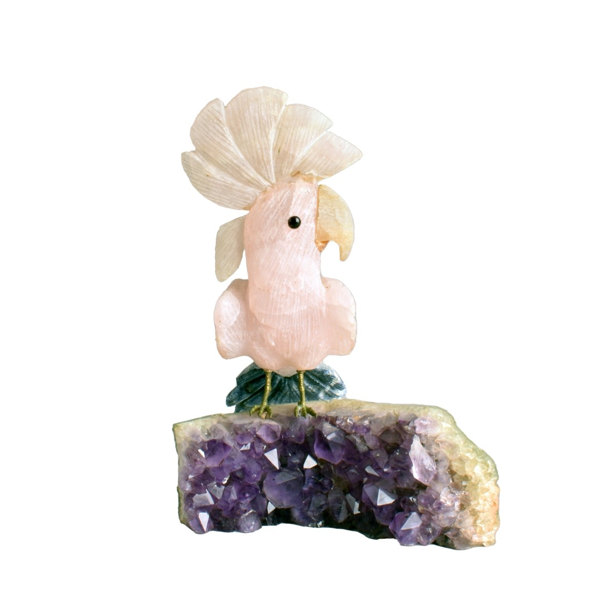 Vintage Semi Precious Parrot Figurine