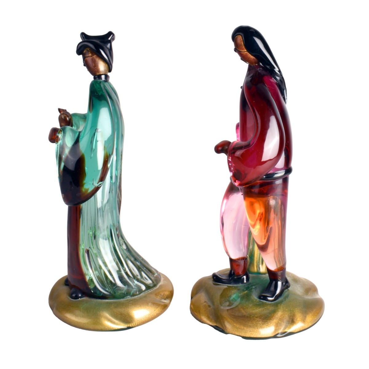 Pair of Murano Art Glass Oriental Figurines