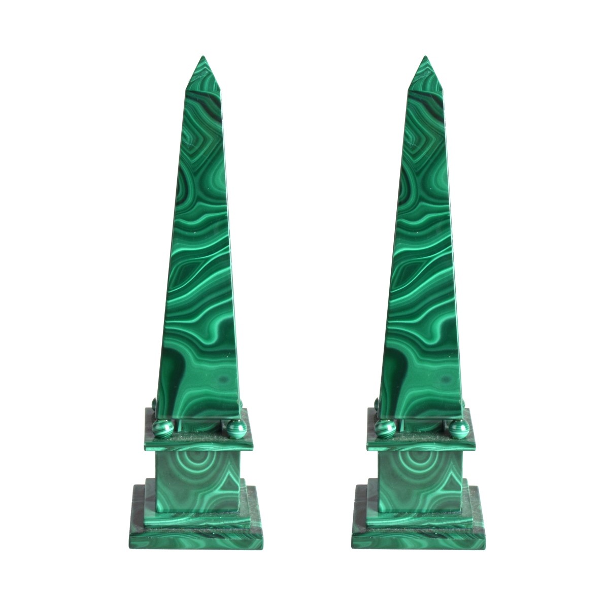 Pair of Vintage Malachite Obelisks