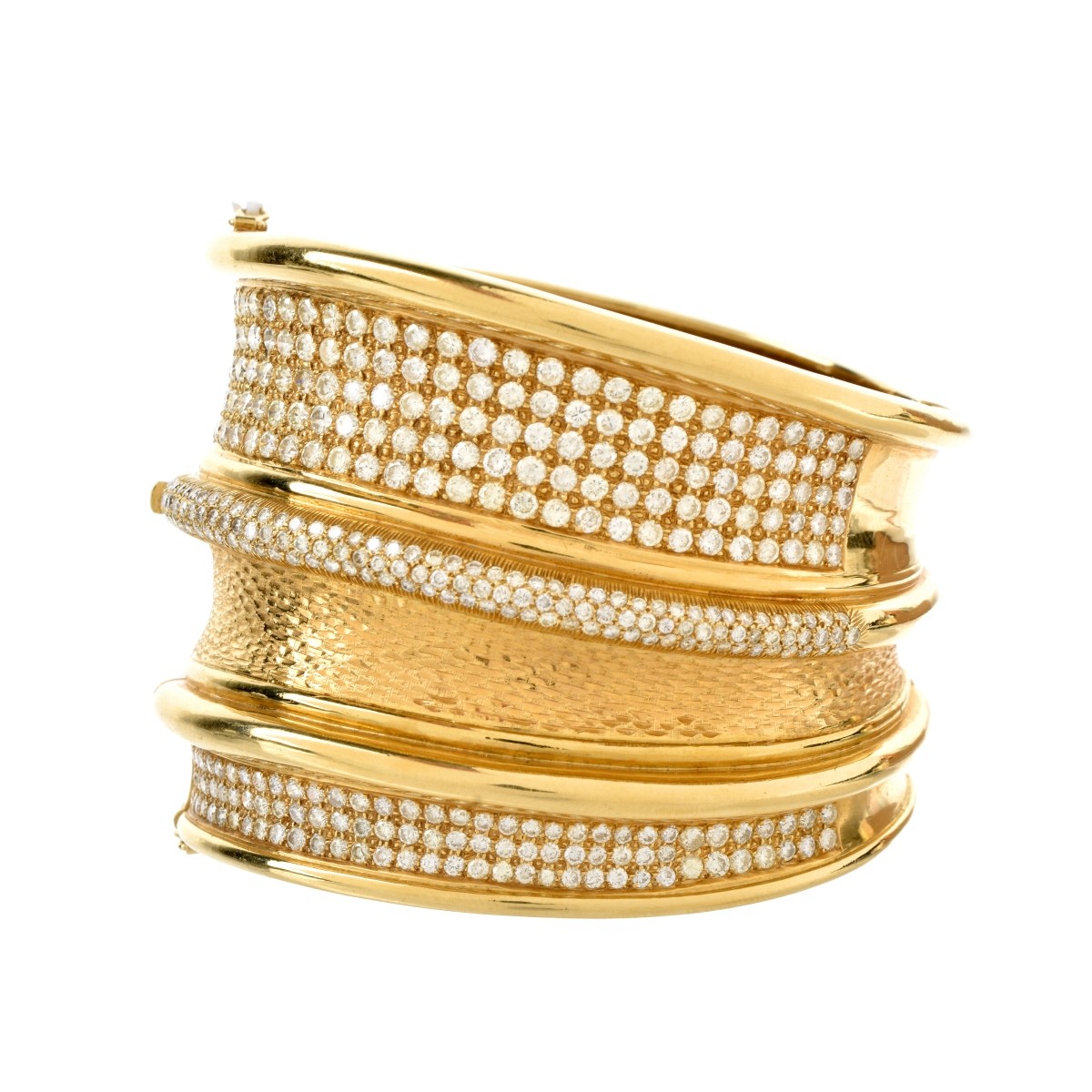 Large Diamond and 18K Cuff Bangle