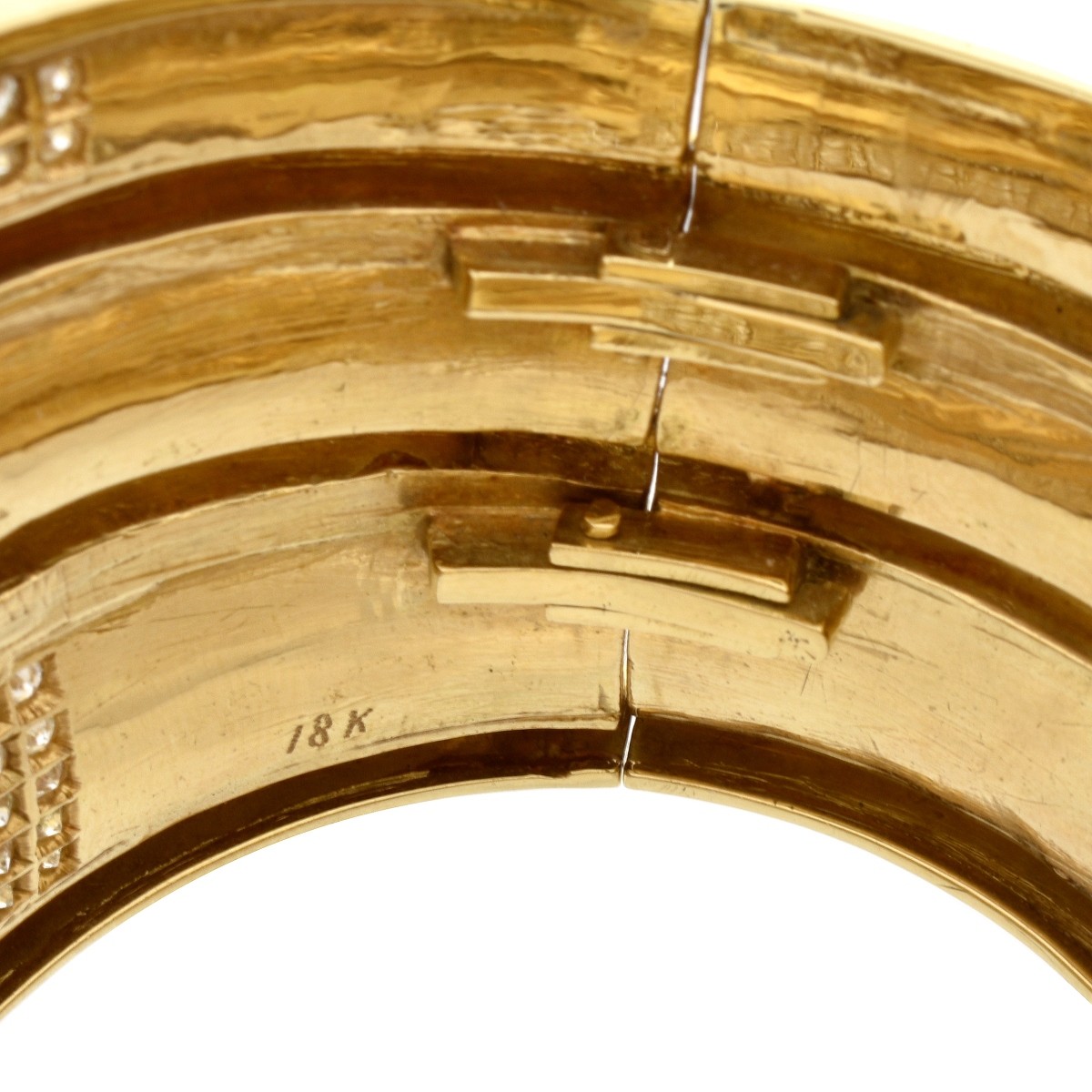 Large Diamond and 18K Cuff Bangle