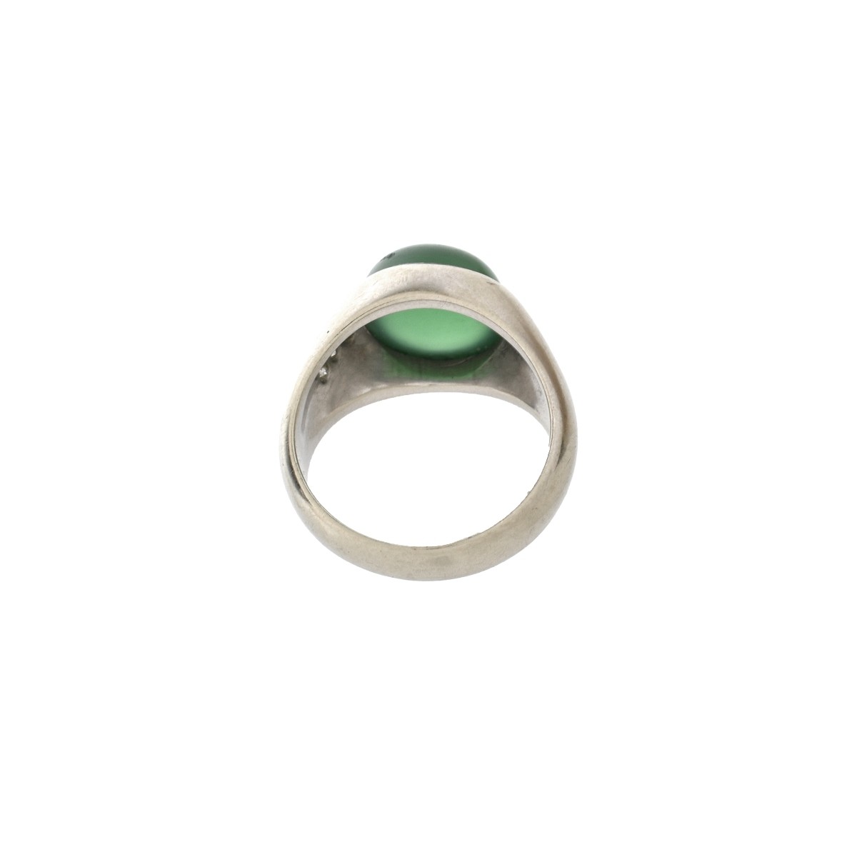 Deco Chrysoprase, Diamond and 14K Ring