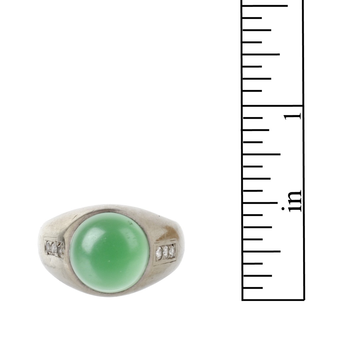 Deco Chrysoprase, Diamond and 14K Ring