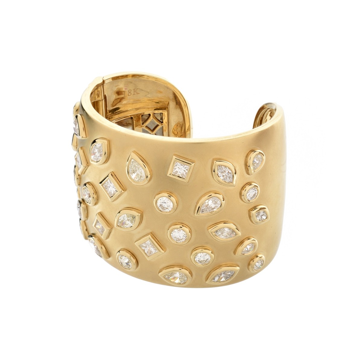 Large Diamond and 18K Cuff Bangle