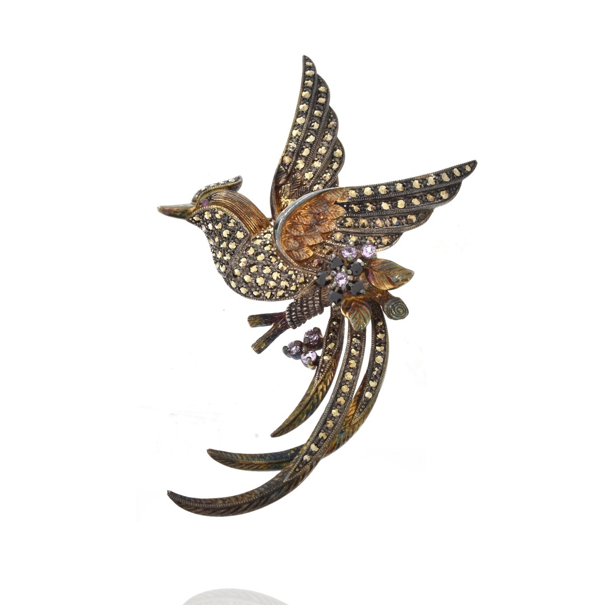 Sterling Marcasite Bird Brooch