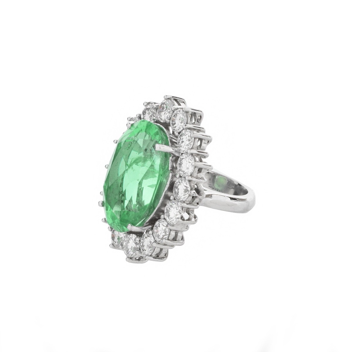 GIA 24.13ct Emerald, Diamond and 18K Ring