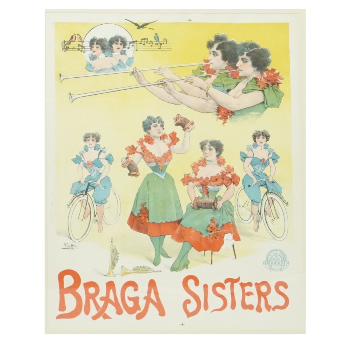 Paolo Henri (20th C.) Bragga Sisters Ad Poster