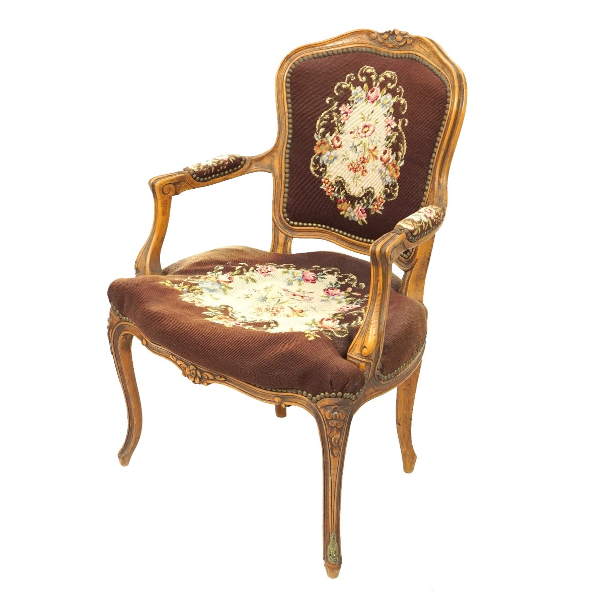 Louis XV Style Needlepoint Fauteuil