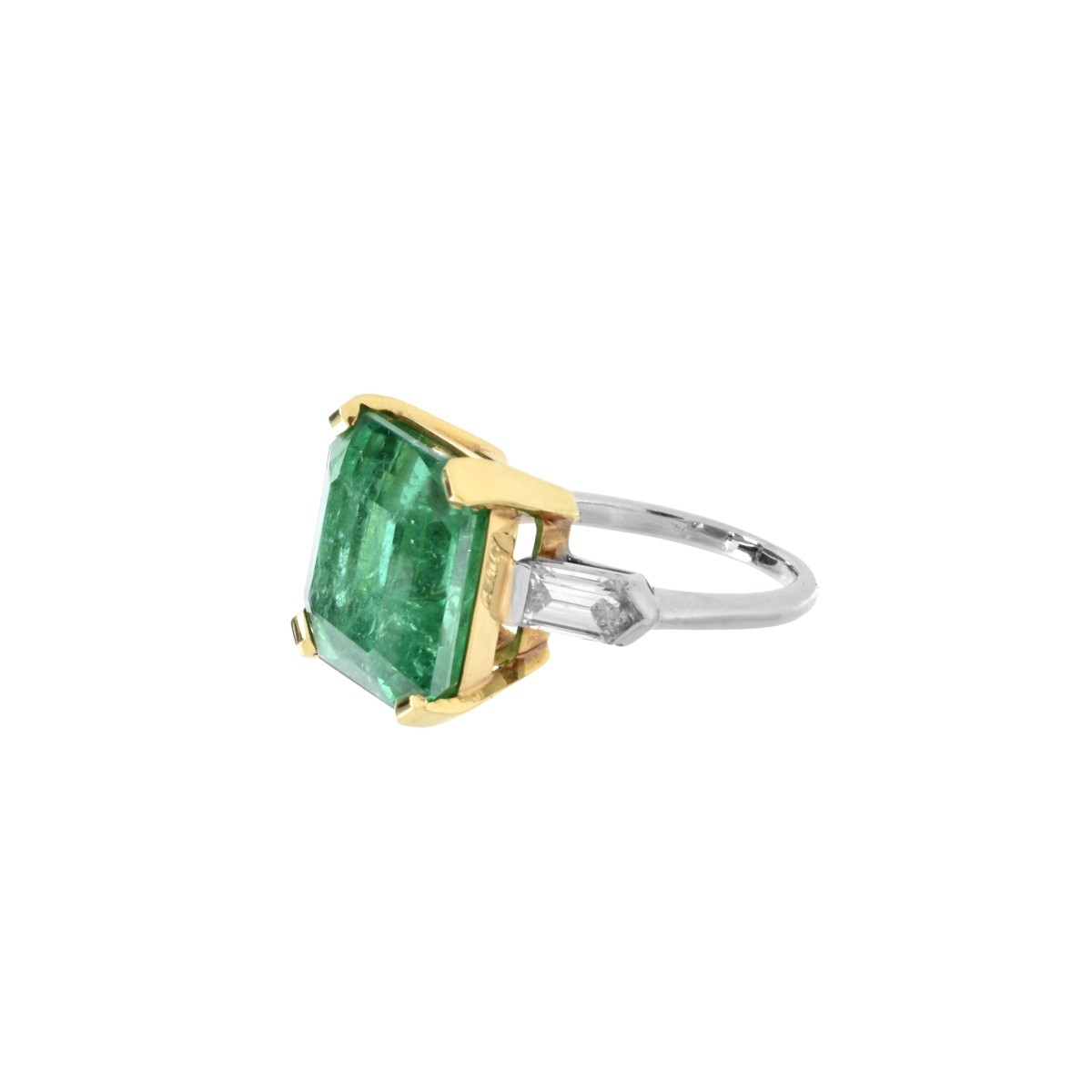 Emerald, Diamond, Platinum and 18K Ring