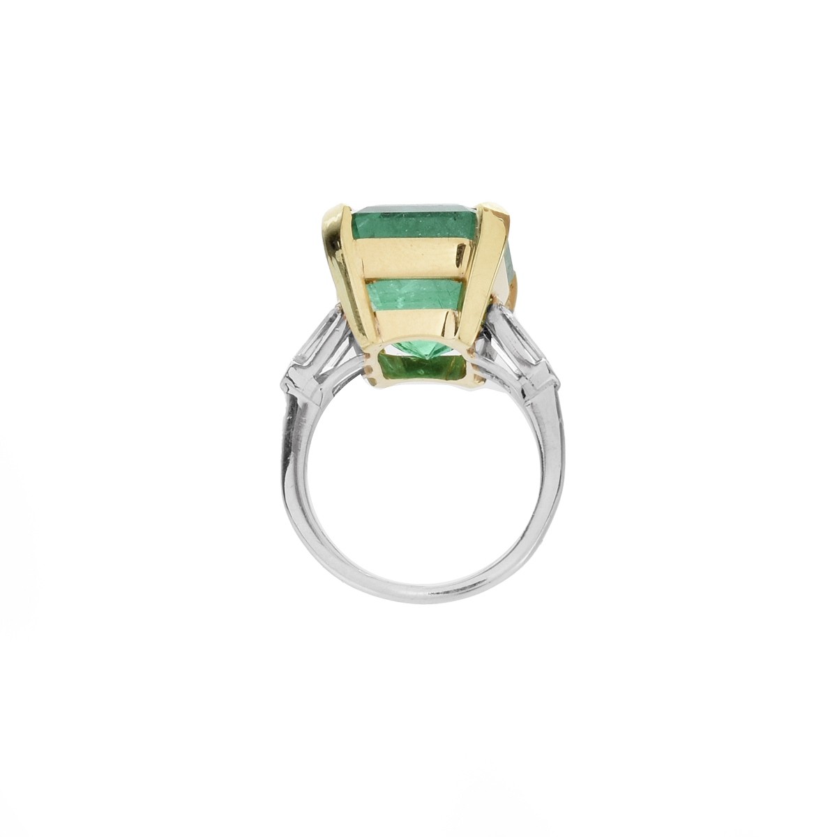 Emerald, Diamond, Platinum and 18K Ring