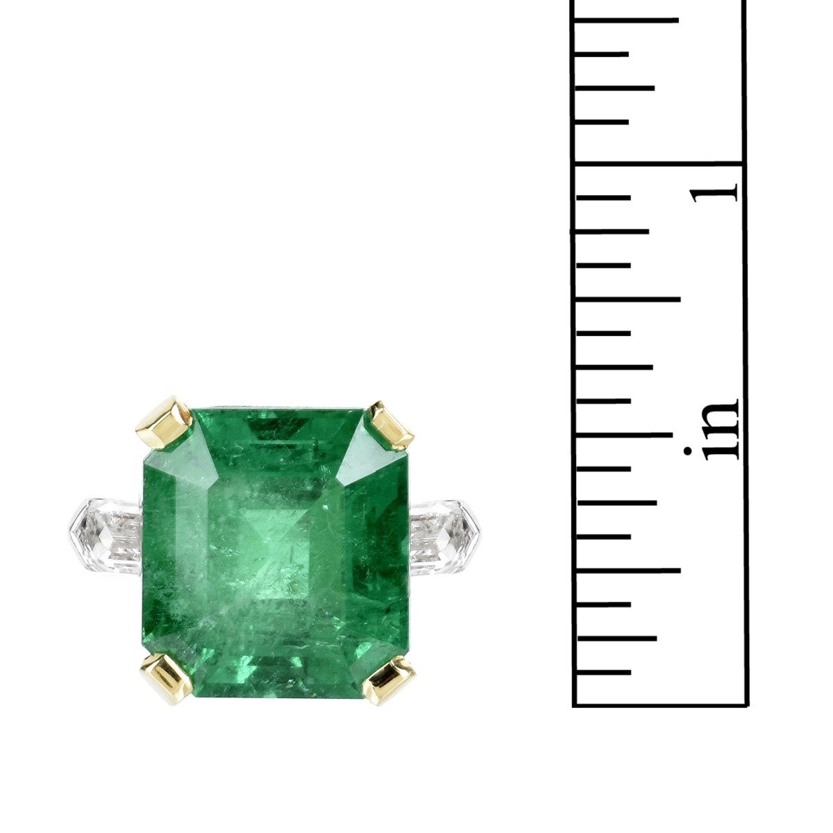 Emerald, Diamond, Platinum and 18K Ring