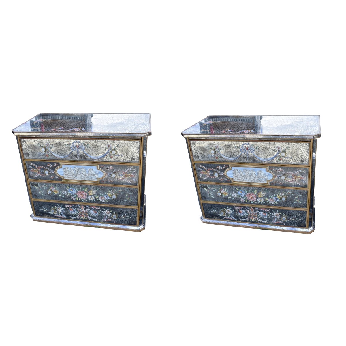 Pair of Italian Mirrored Night Stands