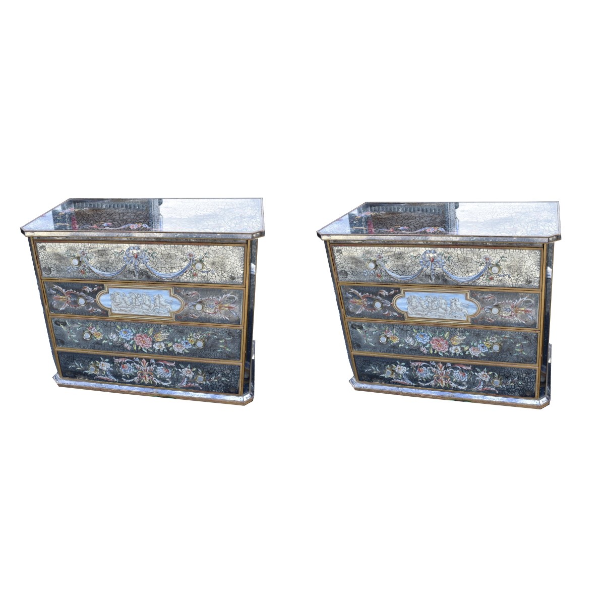 Pair of Italian Mirrored Night Stands