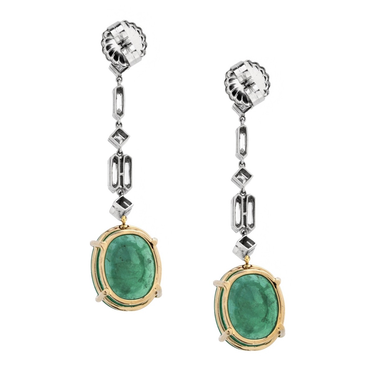 Emerald, Diamond and Platinum Earrings