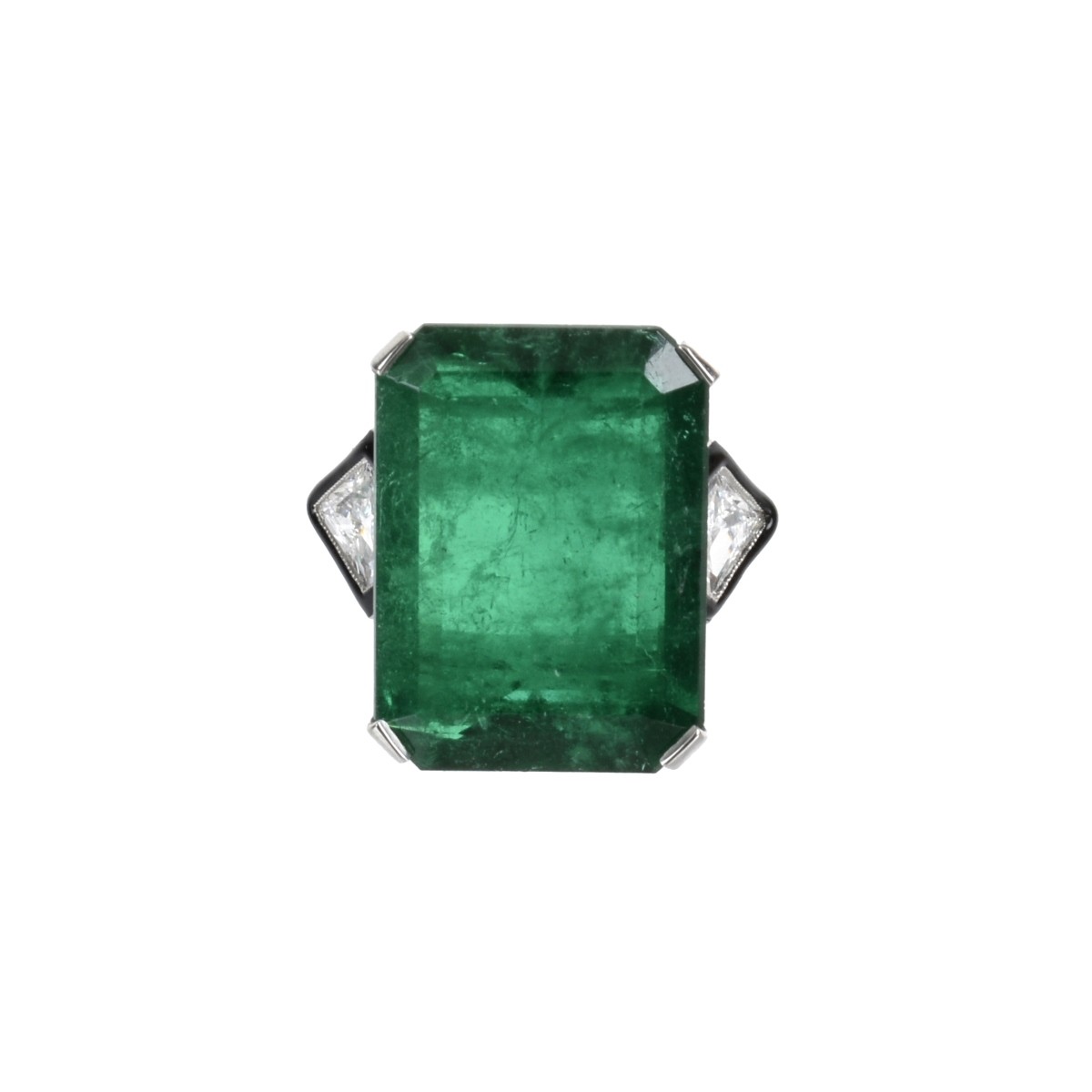 Emerald, Diamond and Platinum Ring