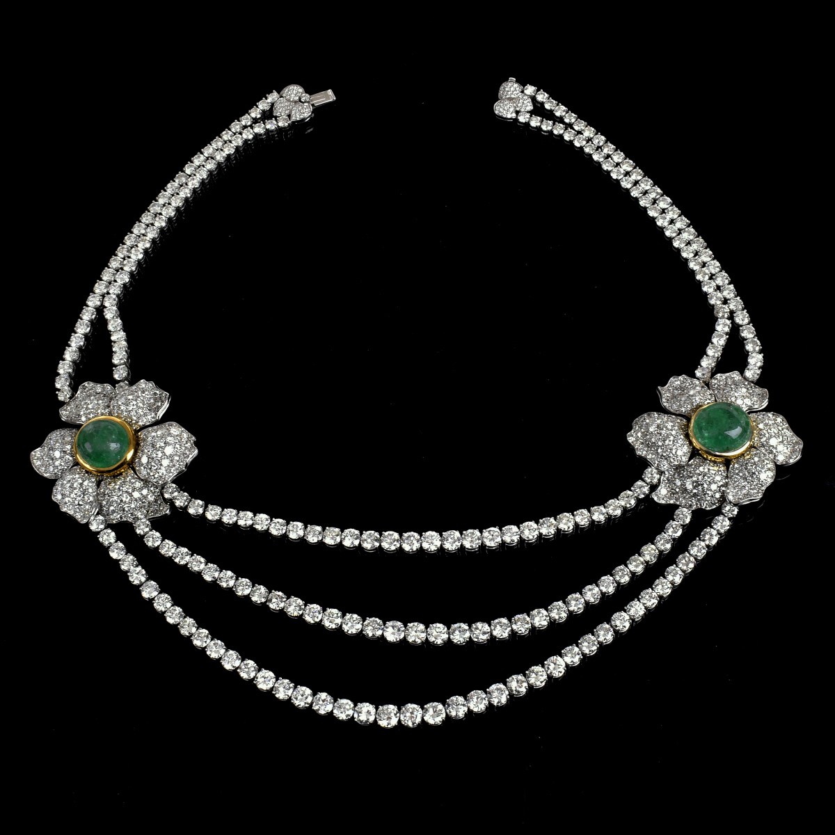 Diamond, Emerald, Platinum and 18K Necklace