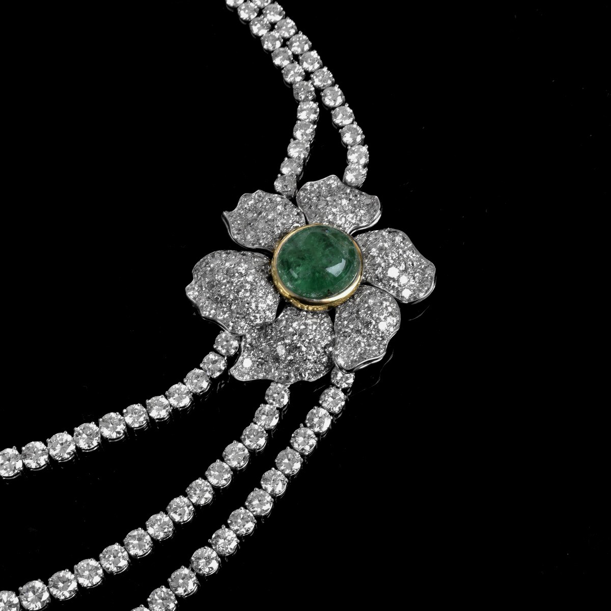 Diamond, Emerald, Platinum and 18K Necklace