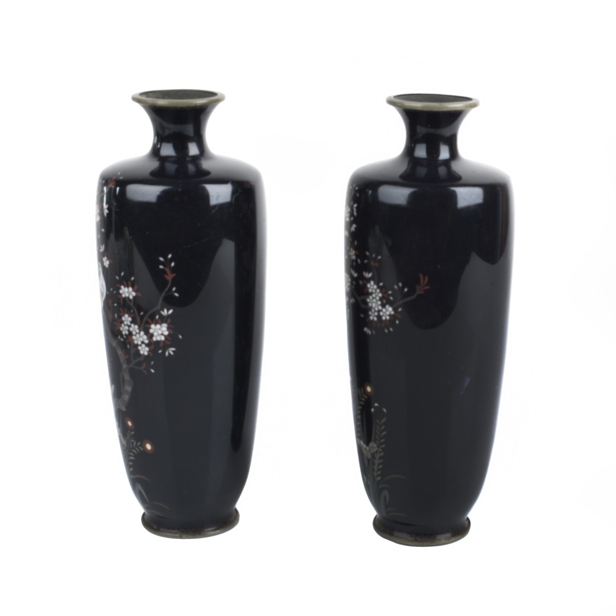 Pair of Japanese Cloisonne Enamel Vases